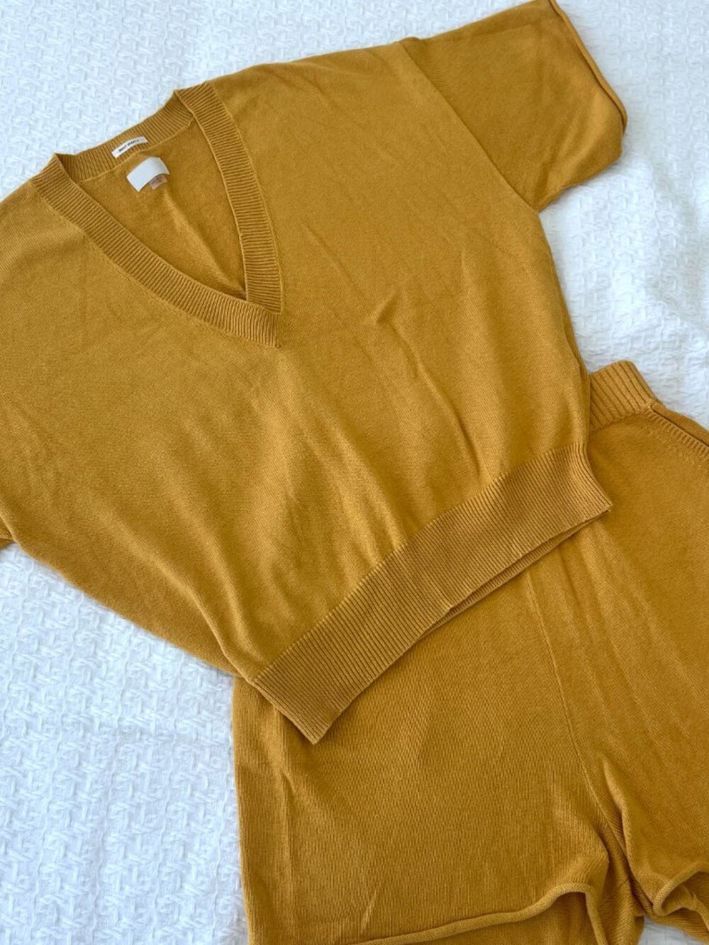 MOTHER - 2 Piece Knit Short Set - Amber Yellow - Size XS - Picture 2 of 12